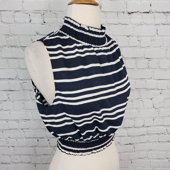Rachel Rachel Roy Turtleneck Top Striped cropped M new - Picture 2 of 7